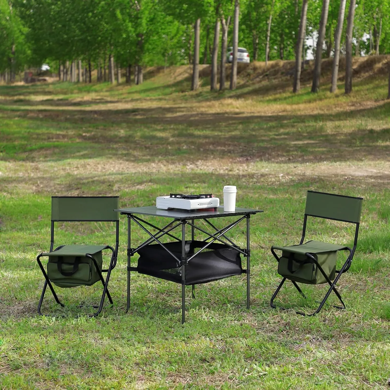 Folding Outdoor Table and Chairs Set for Indoor, Outdoor Camping, Picnics, Beach,Backyard, BBQ, Party, Patio (3, 4)