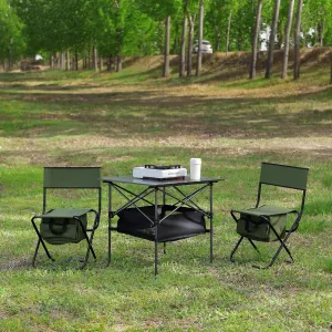 Folding Outdoor Table and Chairs Set for Indoor, Outdoor Camping, Picnics, Beach,Backyard, BBQ, Party, Patio (3, 4)