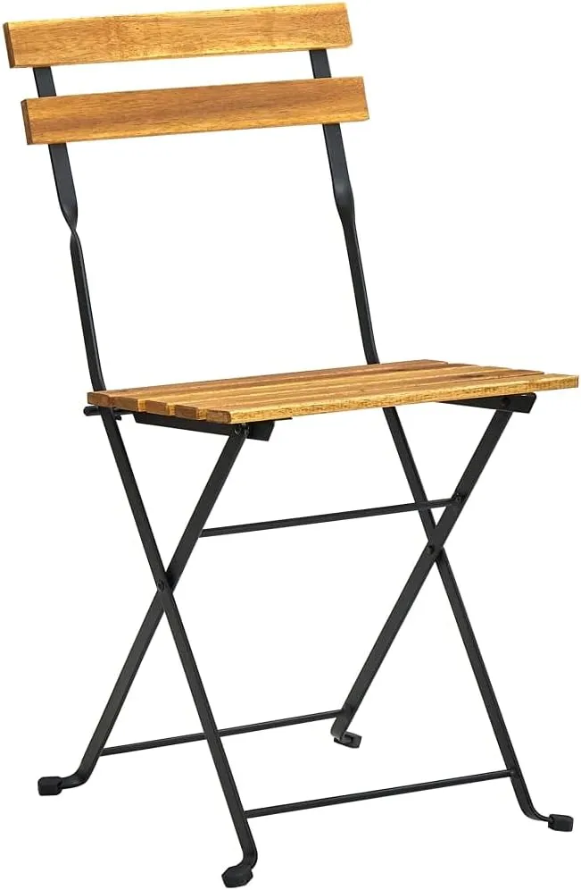 Folding Patio Chairs 2 Pack Solid Acacia Wood & Steel Outdoor Furniture Brown 15.7x18.1x33.5 Inch Foldable Space-Saving Chairs for Pool Beach Camping