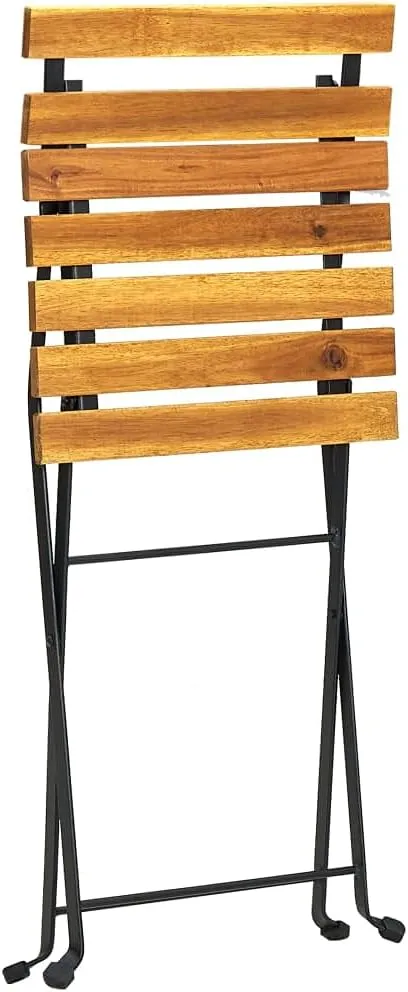 Folding Patio Chairs 2 Pack Solid Acacia Wood & Steel Outdoor Furniture Brown 15.7x18.1x33.5 Inch Foldable Space-Saving Chairs for Pool Beach Camping