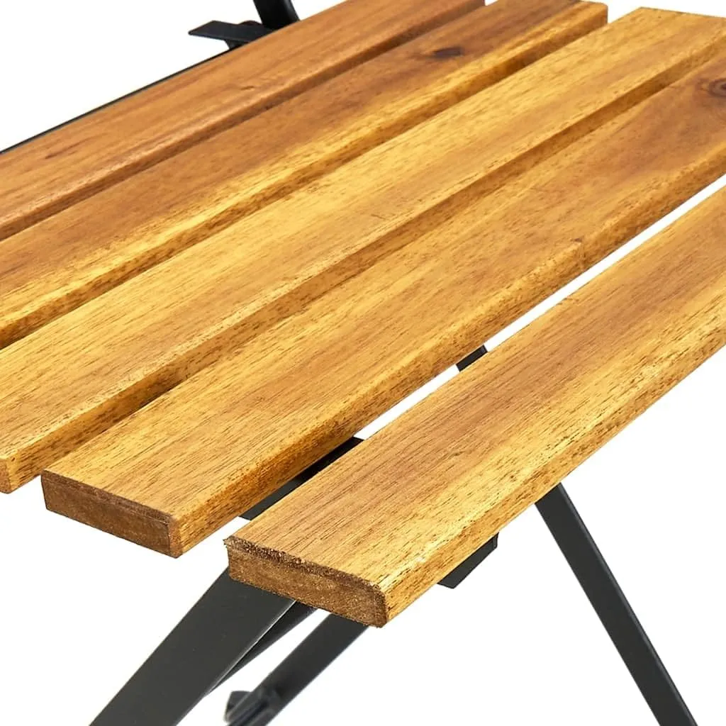 Folding Patio Chairs 2 Pack Solid Acacia Wood & Steel Outdoor Furniture Brown 15.7x18.1x33.5 Inch Foldable Space-Saving Chairs for Pool Beach Camping