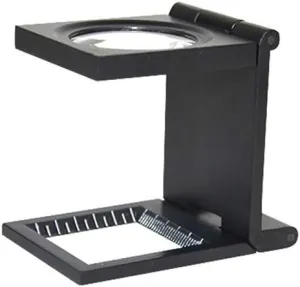 Folding Portable Handheld Magnifier Mini Three-10X Magnifier Zinc Alloy Magnifier Magnifying Glass with Scale for Textile Optical Jewelry Tool Illuminated Magnifying Glass