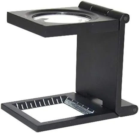 Folding Portable Handheld Magnifier Mini Three-10X Magnifier Zinc Alloy Magnifier Magnifying Glass with Scale for Textile Optical Jewelry Tool Illuminated Magnifying Glass