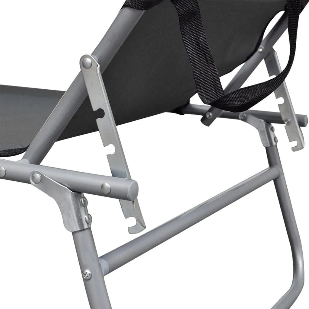 Folding Sun Lounger with Canopy Gray Aluminumoutdoor Lounge Chairs Patio Chairs Tanning Chair Camping chairsSuitable for Gardens, courtyards