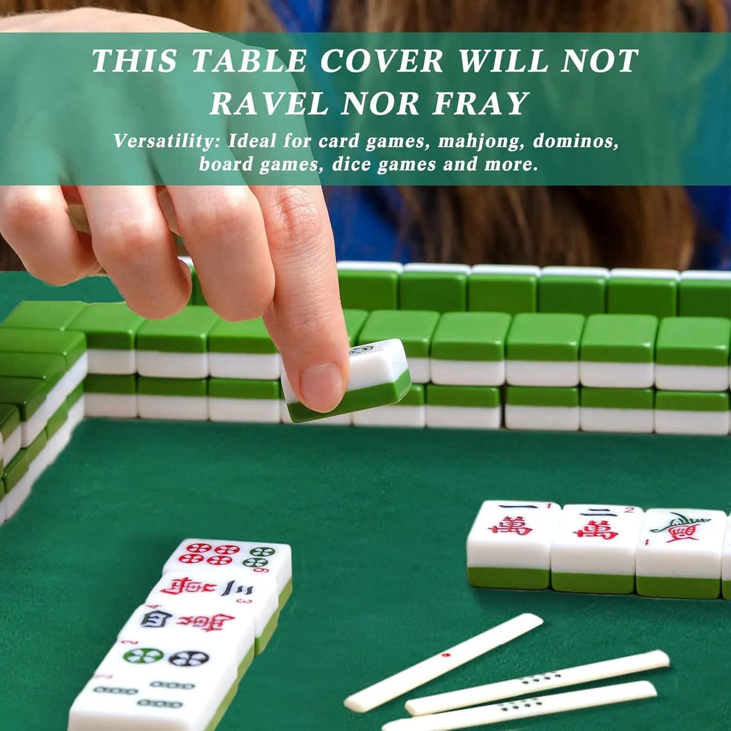 Folding Tablecloth - Green Felt Table Cover for Card Games, Poker, Mahjong, Jigsaw Puzzles & Board Games - 34 x 34 x 4 Inch