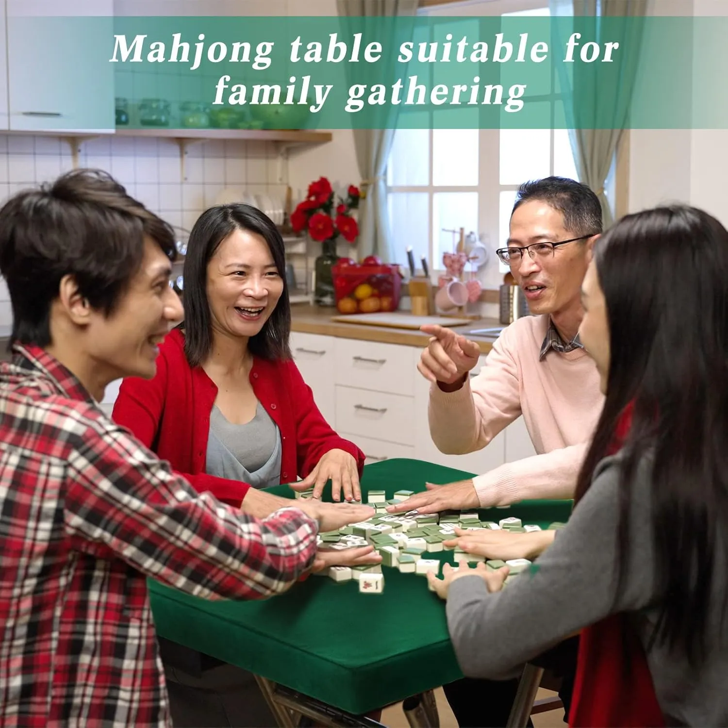 Folding Tablecloth - Green Felt Table Cover for Card Games, Poker, Mahjong, Jigsaw Puzzles & Board Games - 34 x 34 x 4 Inch