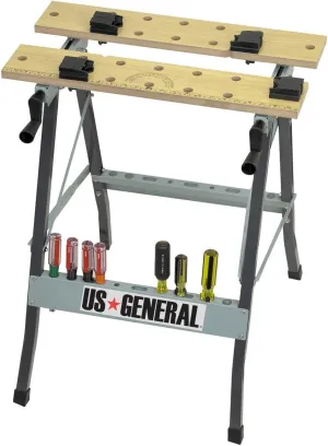 Folding Workbench with Movable Pegs and 24 Tool Slots