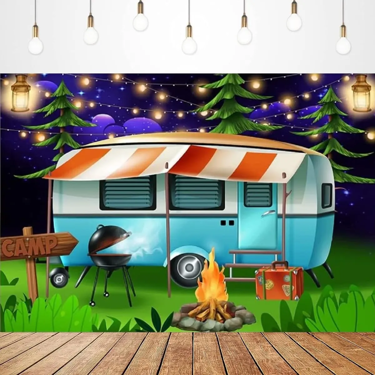 Forest Camping Adventure Backdrop for Photography Travel Adventure Birthday Party Decoration Camping Theme Party Birthday Backdrop Baby Shower Cake Table Backdrop (7X5FT)