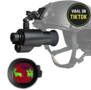 Fusion Thermal Vision & Digital Night Vision Goggle - Head & Helmet Mounted, Wide Viewing, 1x Lens, USB Rechargeable Infrared Thermal Heat Monocular NVG for CQB Airsoft, Tactical Training Tool/Toy