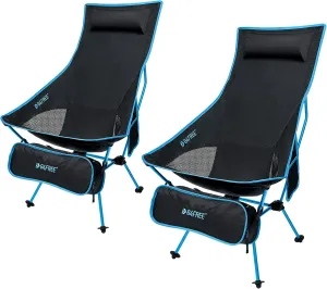 G4Free 2Pack Lightweight Portable High Back Camp Chair, Folding Chair Lawn Chair Heavy Duty 330lbs with Headrest & Pocket for Outdoor Camp Travel Beach Travel Hiking