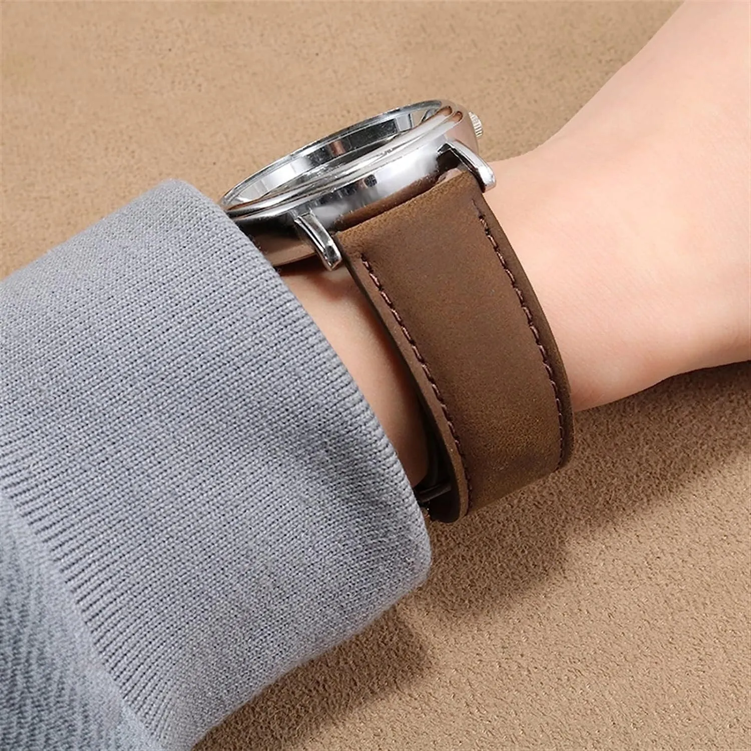 Genuine Leather watch band For Oris Frosted Watch Chain Strap with Folding Buckle