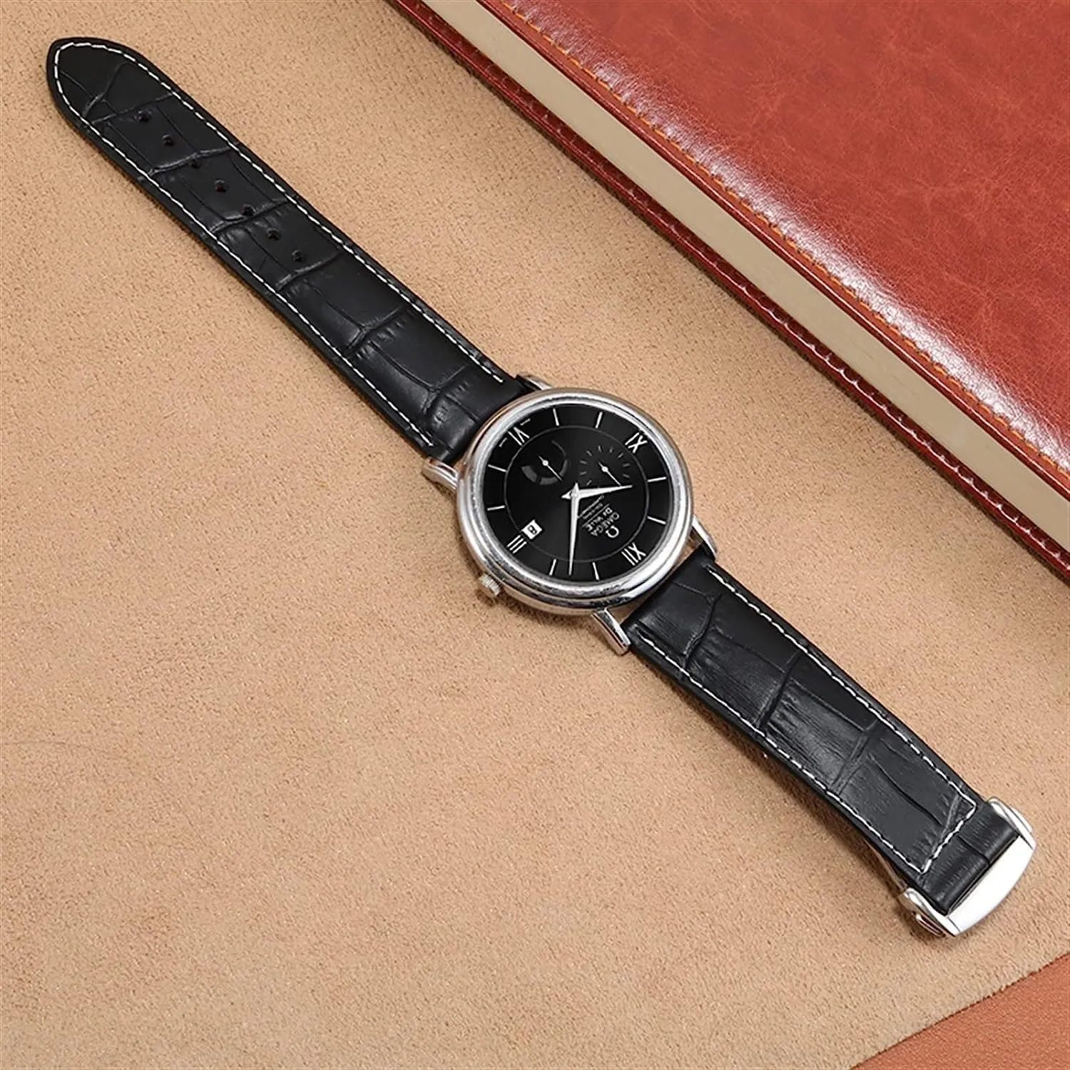 Genuine Leather watch band For Oris Frosted Watch Chain Strap with Folding Buckle