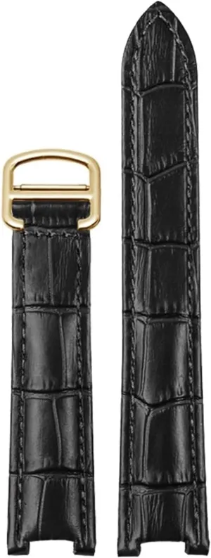 Genuine Leather Watchband For Cartier PASHA W3108/HPI004 Men Women Concave watch Strap with Folding Buckle