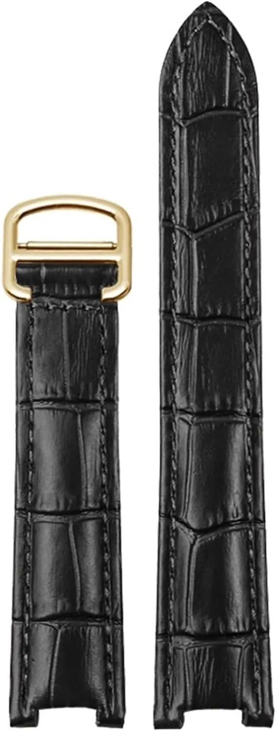 Genuine Leather Watchband For Cartier PASHA W3108/HPI004 Men Women Concave watch Strap with Folding Buckle