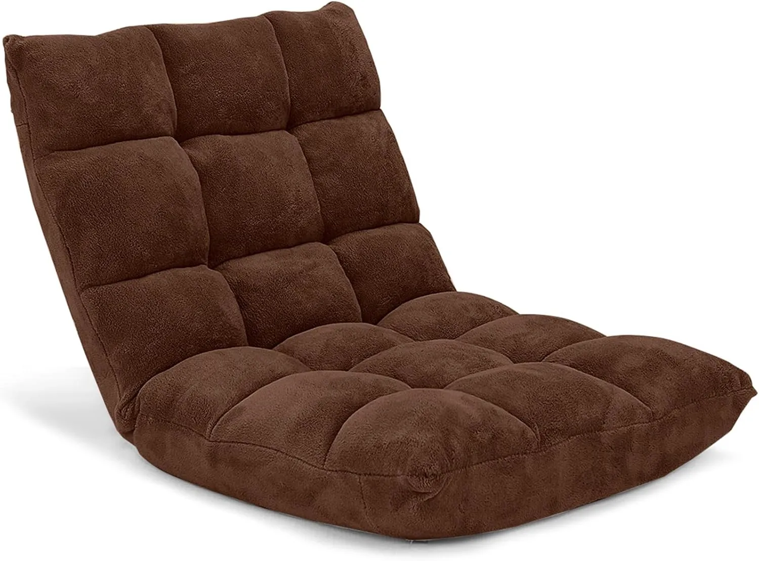 Giantex Folding Sofa Chair with 14 Adjustable Positions, Padded Sleeper Bed, Couch Recliner, Gaming Floor Chair for Adults (Brown)