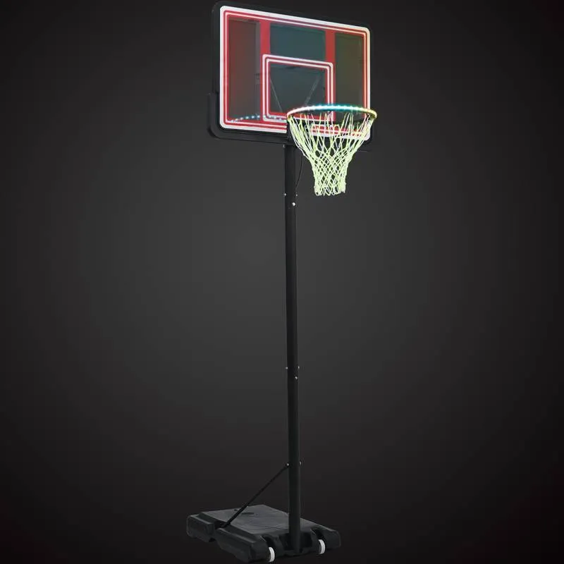 Glow & Shoot: Adjustable Portable Basketball Hoop for All Ages