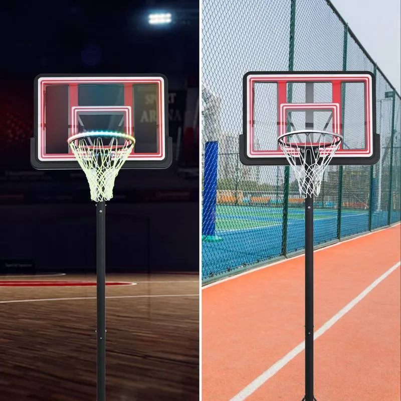 Glow & Shoot: Adjustable Portable Basketball Hoop for All Ages