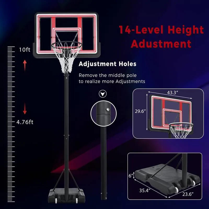 Glow & Shoot: Adjustable Portable Basketball Hoop for All Ages