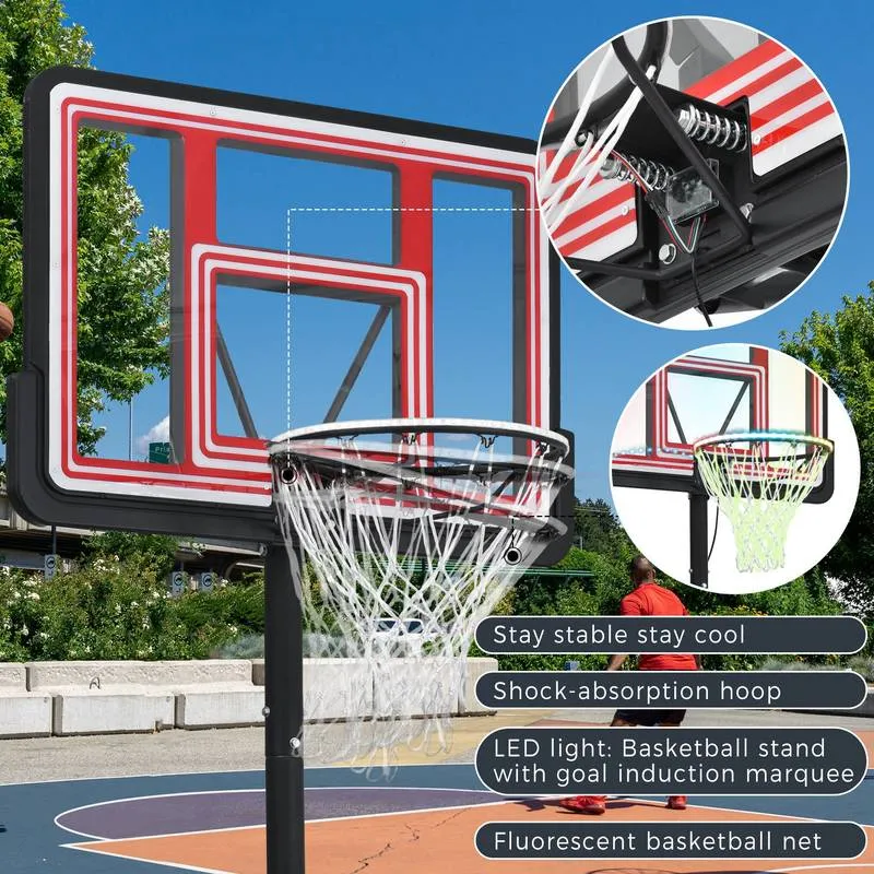 Glow & Shoot: Adjustable Portable Basketball Hoop for All Ages