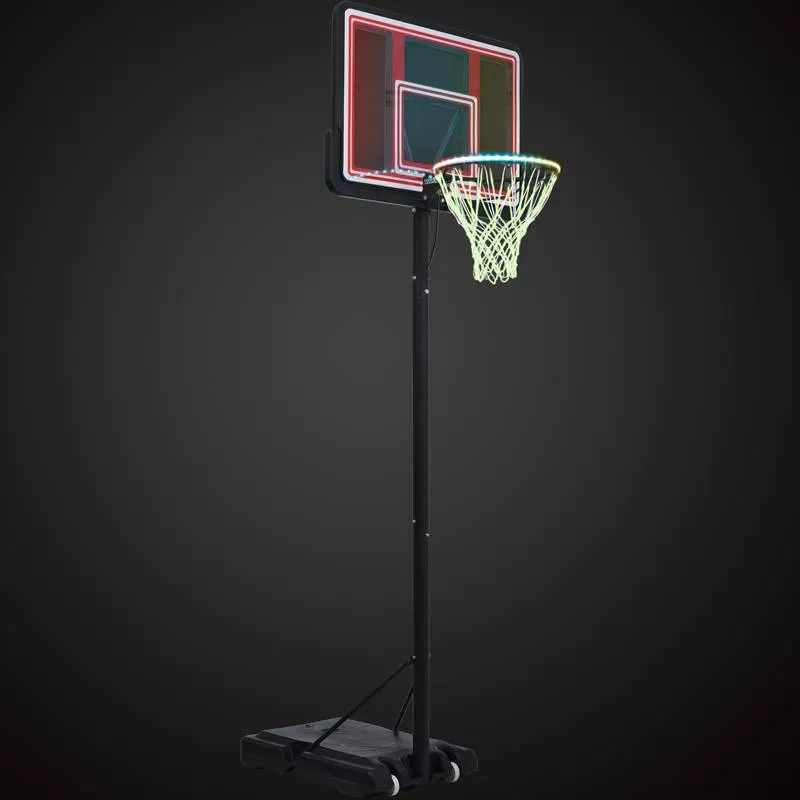 Glow & Shoot: Adjustable Portable Basketball Hoop for All Ages