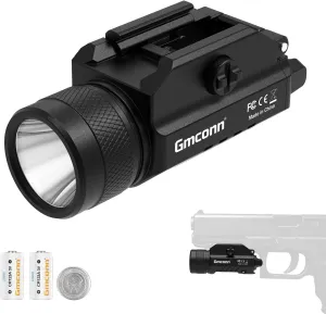 Gmconn 1200 Lumens Rail Mounted Compact Pistol Light LED Strobe Tactical Gun Flashlight with 2 x CR123A Lithium Batteries