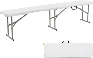 Goplus 6 Feet Plastic Folding Bench, Portable Foldable Bench Seat with 550 lbs Capacity for Indoor Outdoor Picnic Party Camping Dining, Off-White, No Assembly Required
