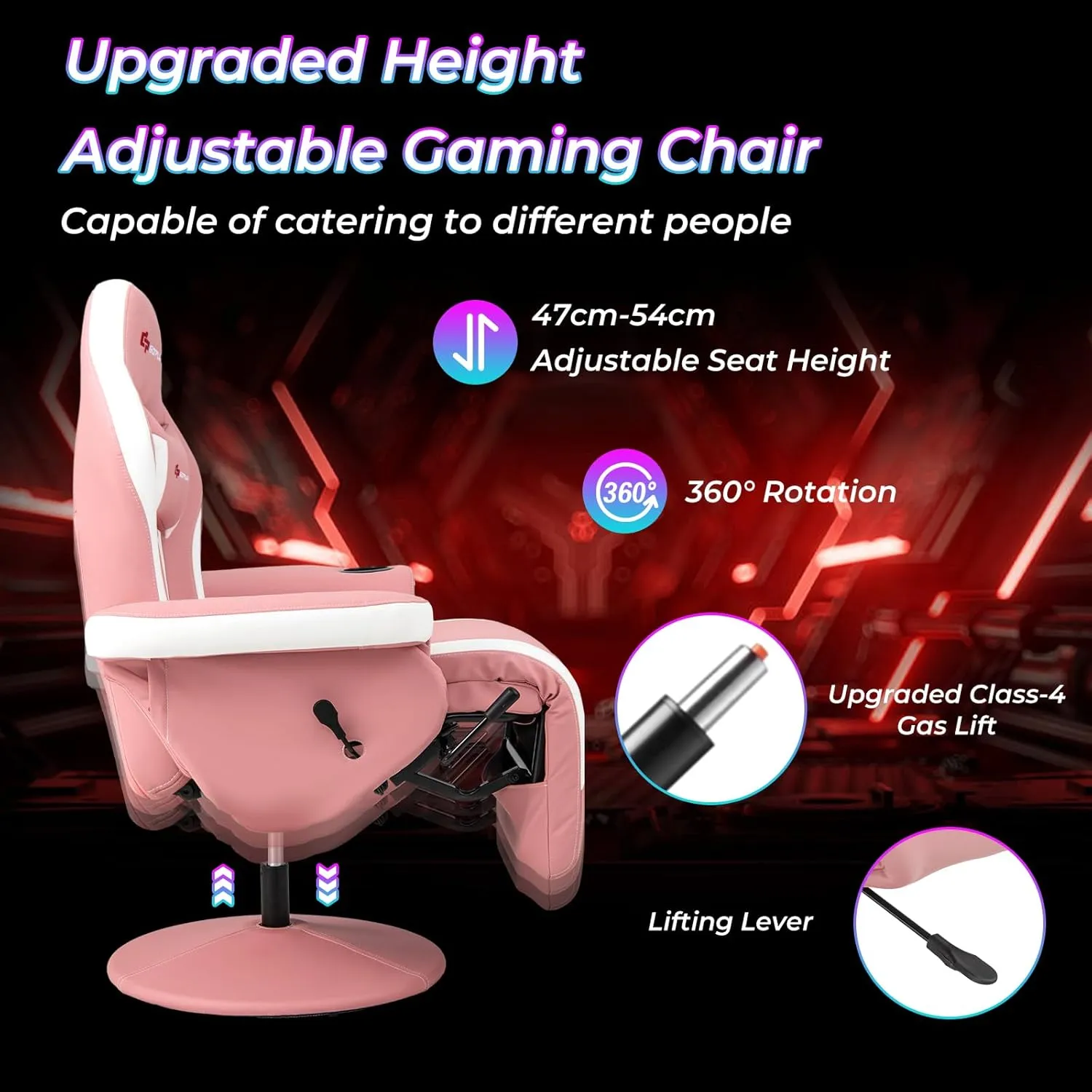 Goplus Gaming Chair, Height Adjustable Massage Video Game Chair with Retractable Footrest, Cup Holder, Headrest, Swivel Office Chair, Racing Style Swivel Gamer Chair