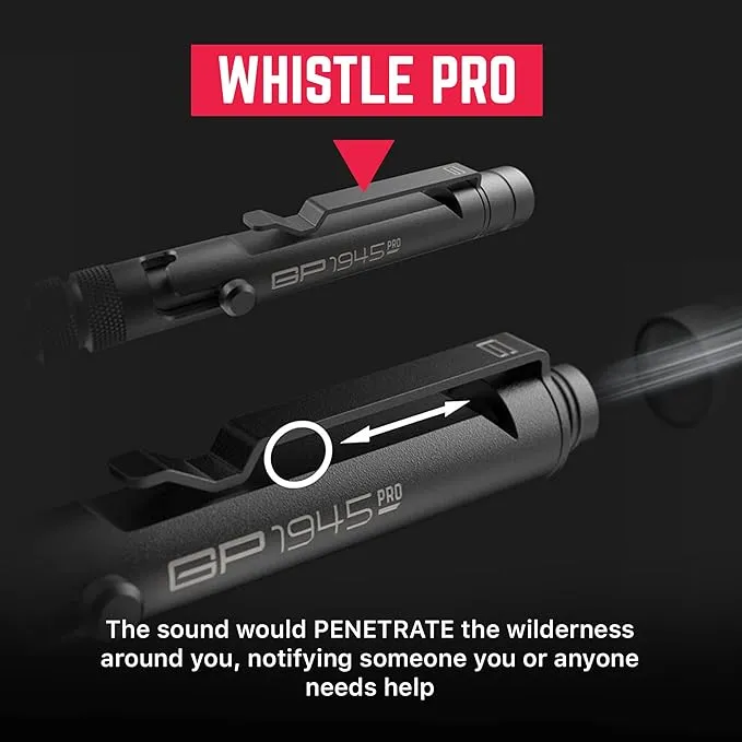 GPCA - GP 1945 Bolt Action Pen PRO, Smart Alternative to a Pen Light, EDC Pen Multitool with Rescue Whistle, Measurement on grip, Survival Gear for Camping, Aluminum, Space Silver