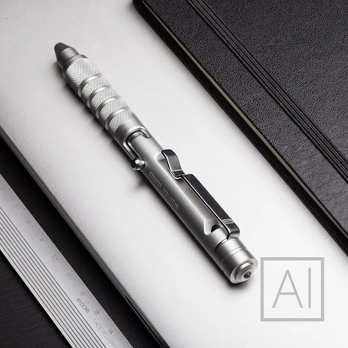 GPCA - GP 1945 Bolt Action Pen PRO, Smart Alternative to a Pen Light, EDC Pen Multitool with Rescue Whistle, Measurement on grip, Survival Gear for Camping, Aluminum, Space Silver