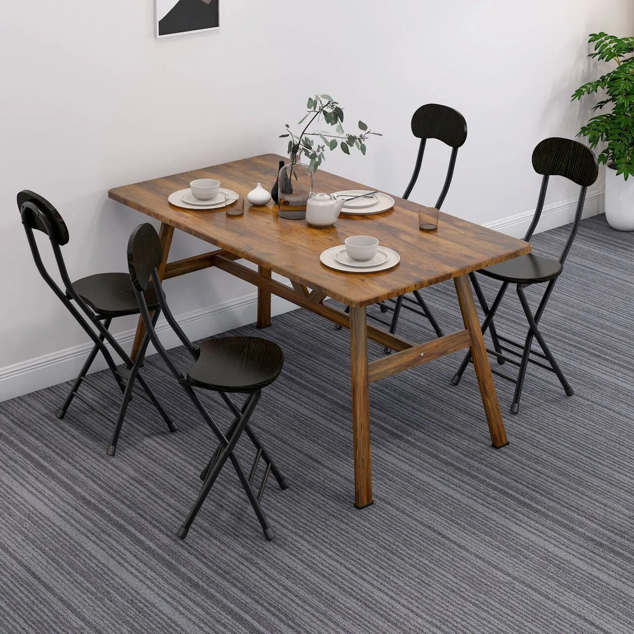 Grace Steel and Wood Folding Chair (Black)