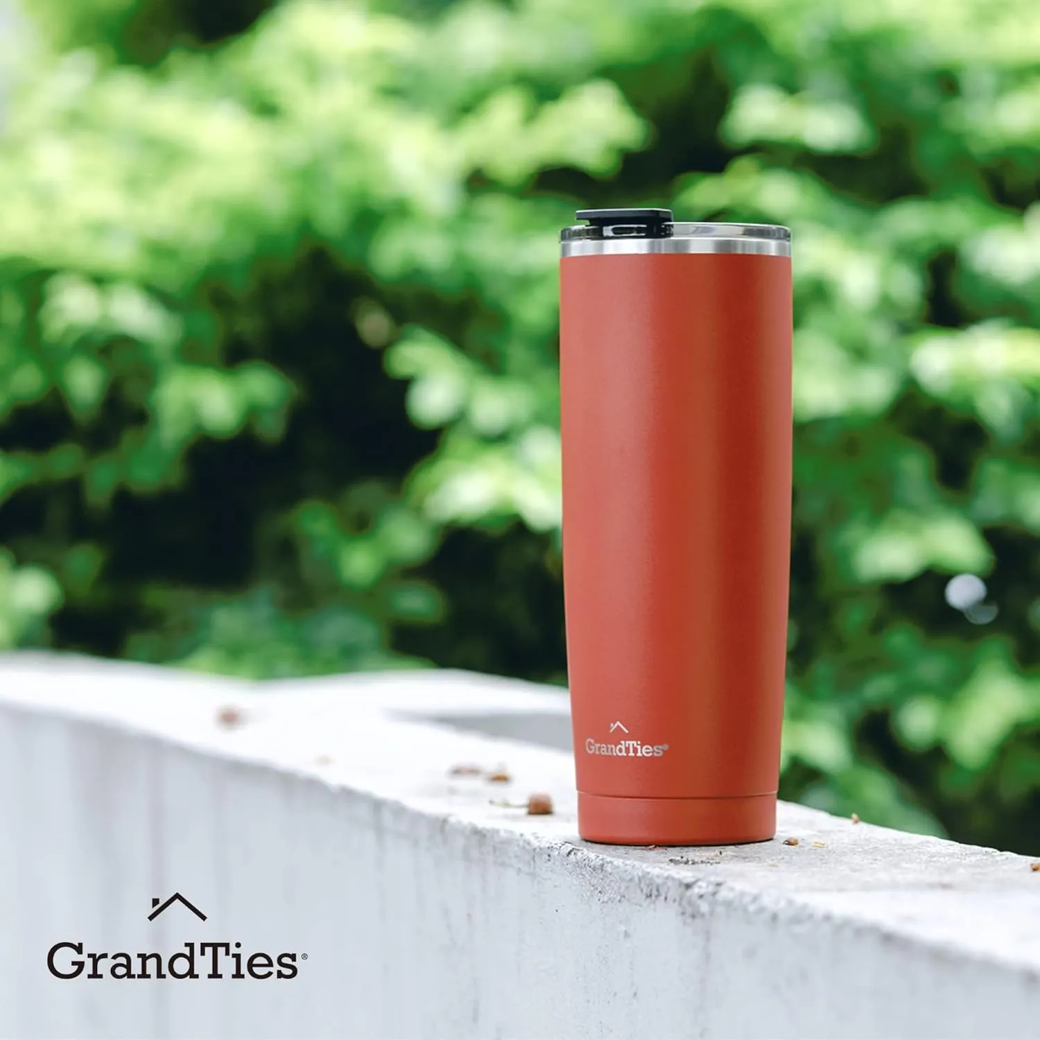 GRANDTIES Insulated Coffee Tumbler Cup w/Tritan Lid | Leak Proof, Reusable, Double Walled Vacuum Stainless Steel Water Bottle Travel Mug | Thermal Cups for Hot and Cold Drinks | 20oz | Cranberry