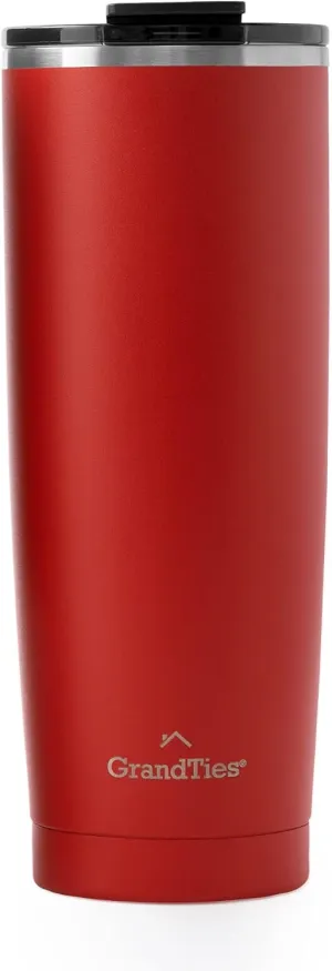 GRANDTIES Insulated Coffee Tumbler Cup w/Tritan Lid | Leak Proof, Reusable, Double Walled Vacuum Stainless Steel Water Bottle Travel Mug | Thermal Cups for Hot and Cold Drinks | 20oz | Cranberry