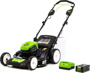 Greenworks 80V 21" Brushless Cordless (Self-Propelled) Lawn Mower (75  Compatible Tools), 4.0Ah Battery and 60 Minute Rapid Charger Included