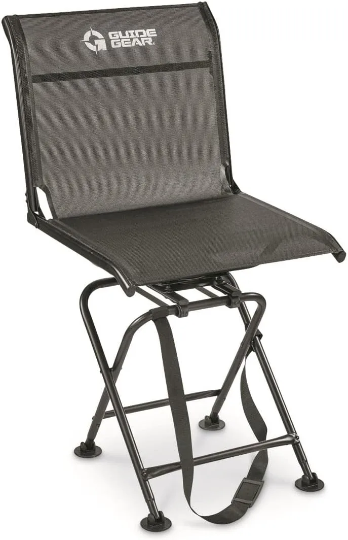 Guide Gear Big Boy Hunting Blind Chair, Portable Folding Seat for Shooting, Comfortable Spin Swivel, 500-lb. Capacity