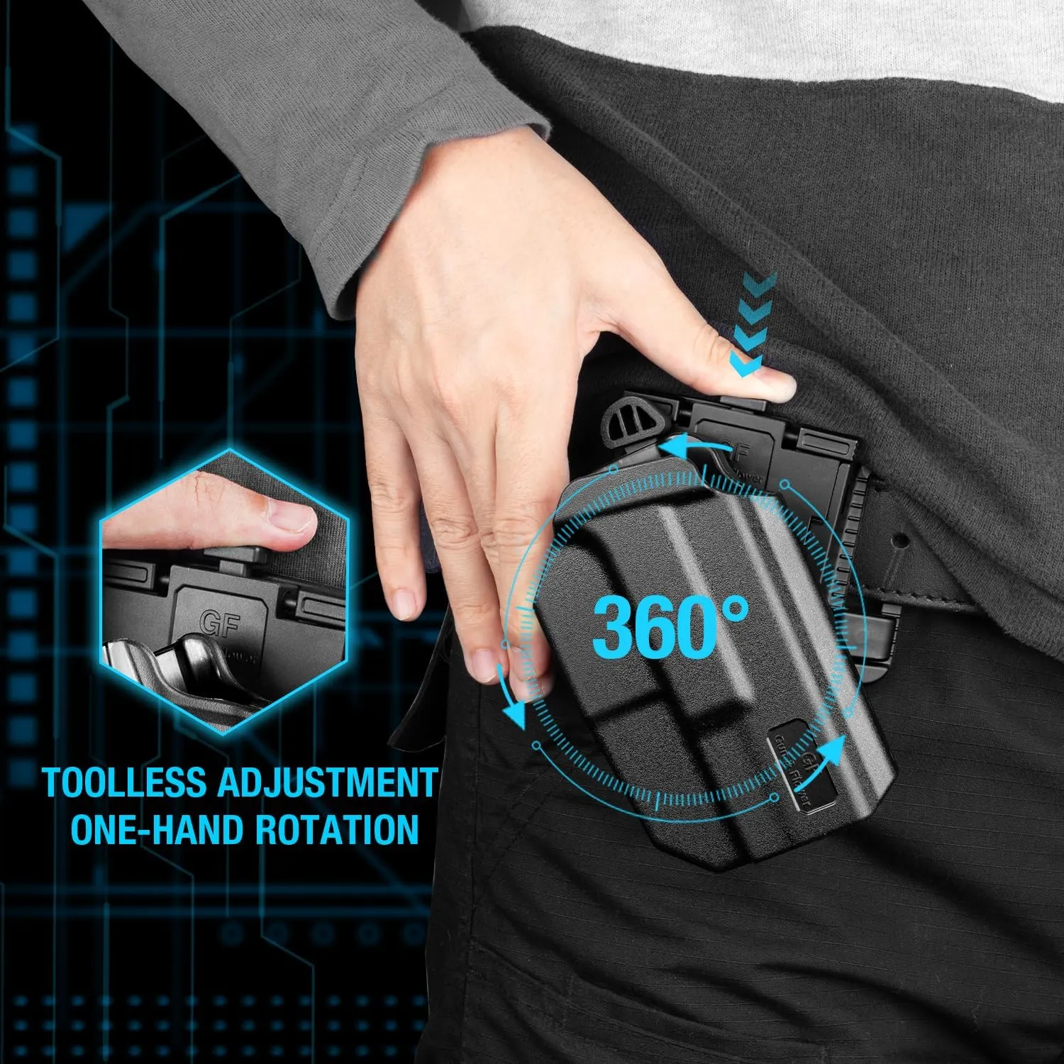 Gun & Flower Tool-Free 360° Adjustment OWB Holster, Optic/RDS Compatible for Taurus G2C G3C, Glock 19 19X 23 32 45, M&P Shield 9MM/380 EZ, Quick Release, Level 2 Retention, Belt Loop