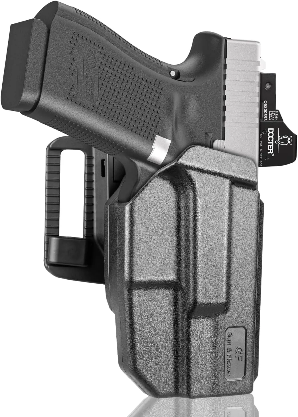 Gun & Flower Tool-Free 360° Adjustment OWB Holster, Optic/RDS Compatible for Taurus G2C G3C, Glock 19 19X 23 32 45, M&P Shield 9MM/380 EZ, Quick Release, Level 2 Retention, Belt Loop