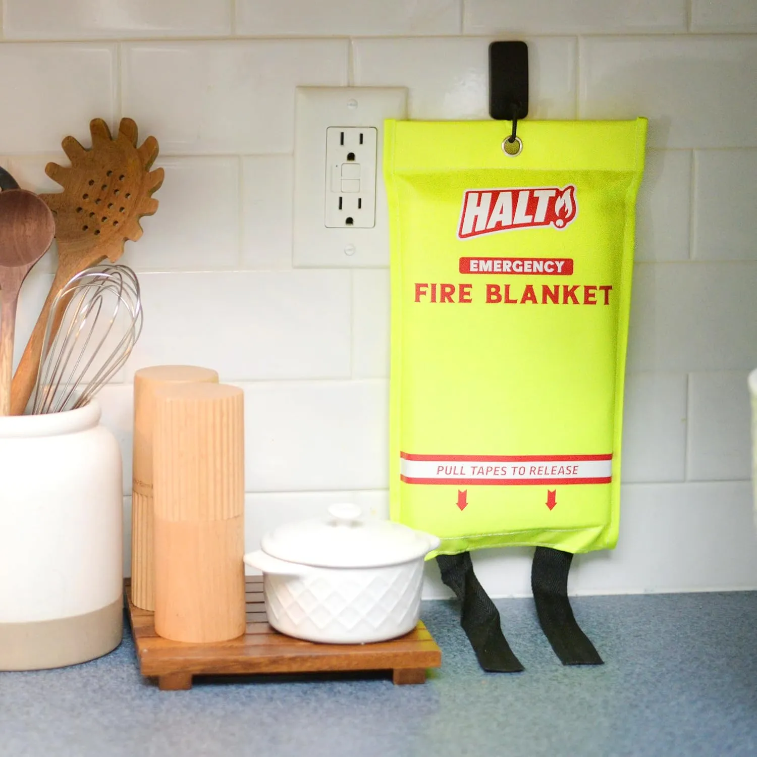 HALT! Emergency Fire Blanket - Rapid Fire Suppression for Home, Kitchen, Car & Camping |Lightweight, No Mess, Safe Reusable & Never Expires (Single Pack)