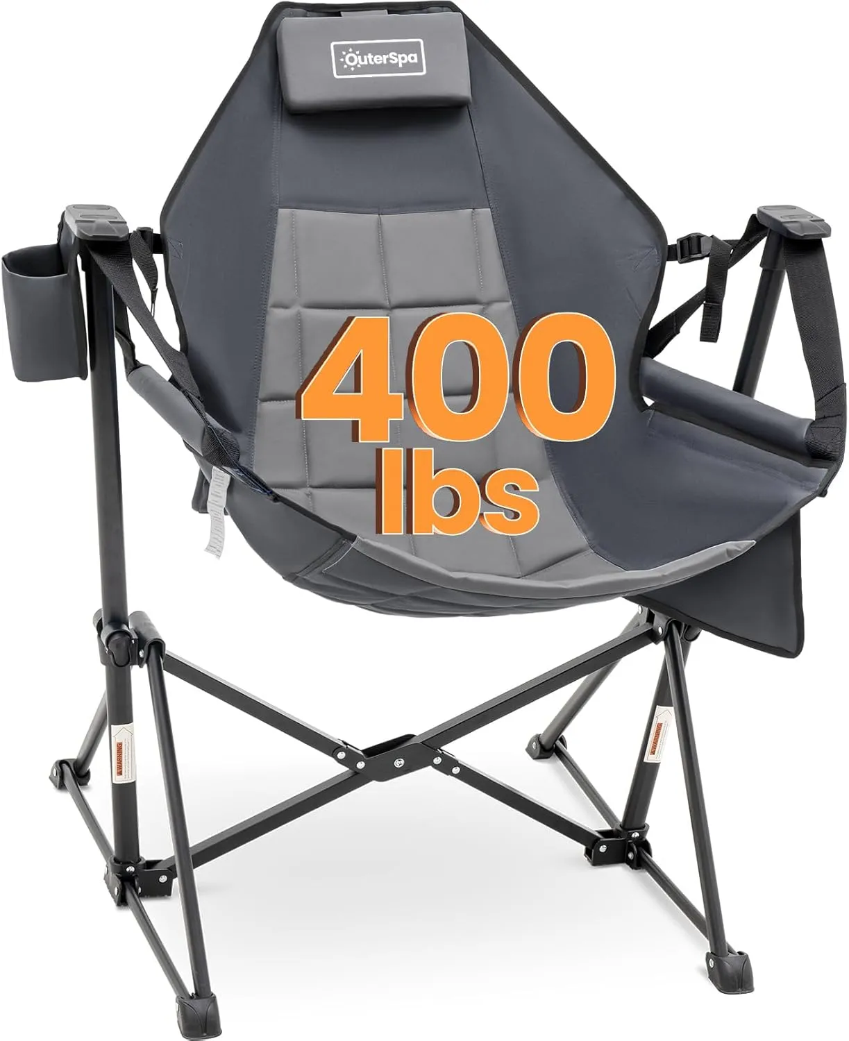 Hammock Camping Chair for Adults with Adjustable Backrest, Heavy Duty Padded Folding Hammock Chair Supports 400lbs, Portable Hammock Chair Swinging Chair for Camping, Travelling and Patio