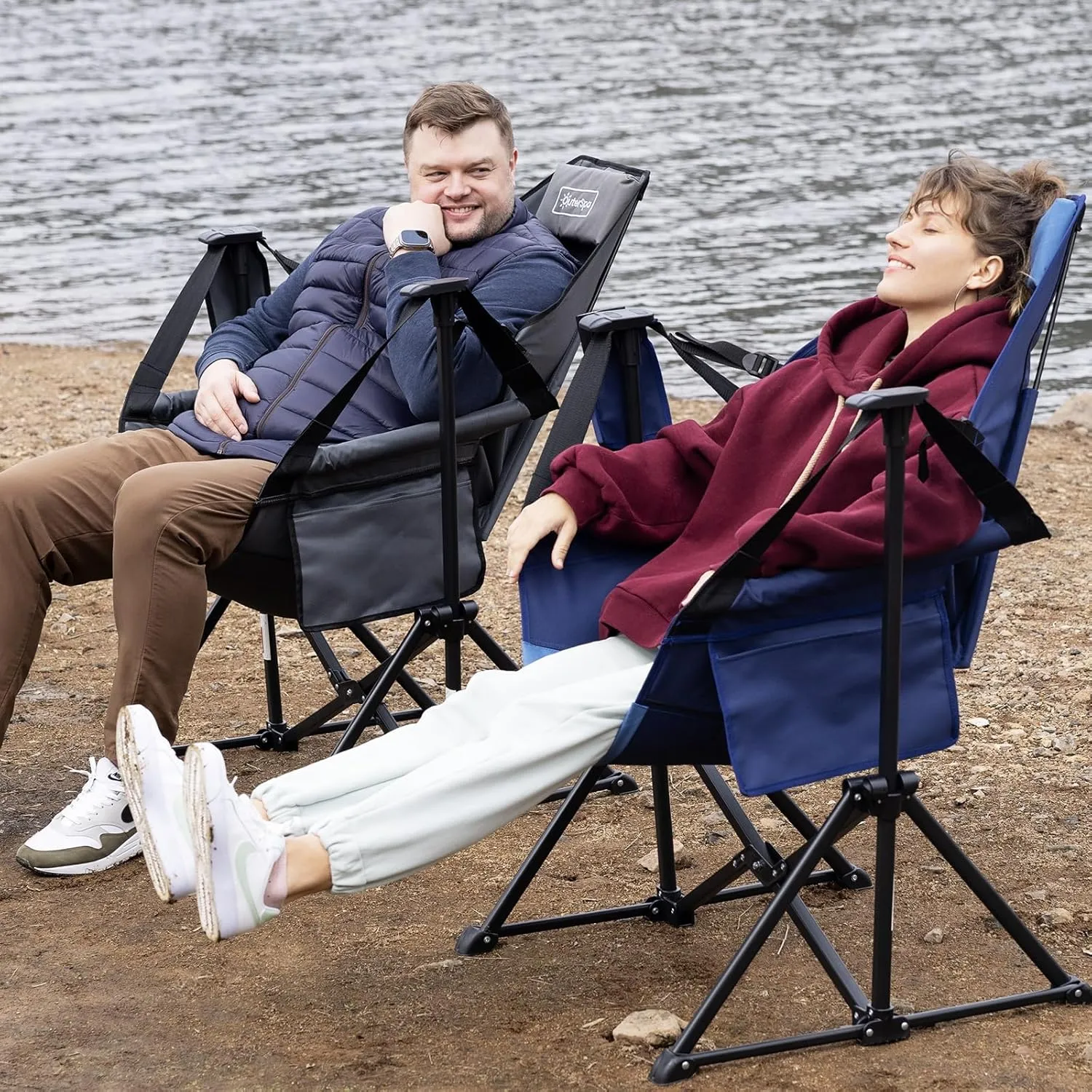 Hammock Camping Chair for Adults with Adjustable Backrest, Heavy Duty Padded Folding Hammock Chair Supports 400lbs, Portable Hammock Chair Swinging Chair for Camping, Travelling and Patio