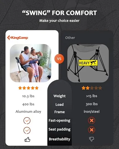 Hammock Camping Chair,Aluminum Alloy Adjustable Back Swinging Chair