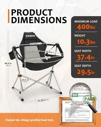 Hammock Camping Chair,Aluminum Alloy Adjustable Back Swinging Chair