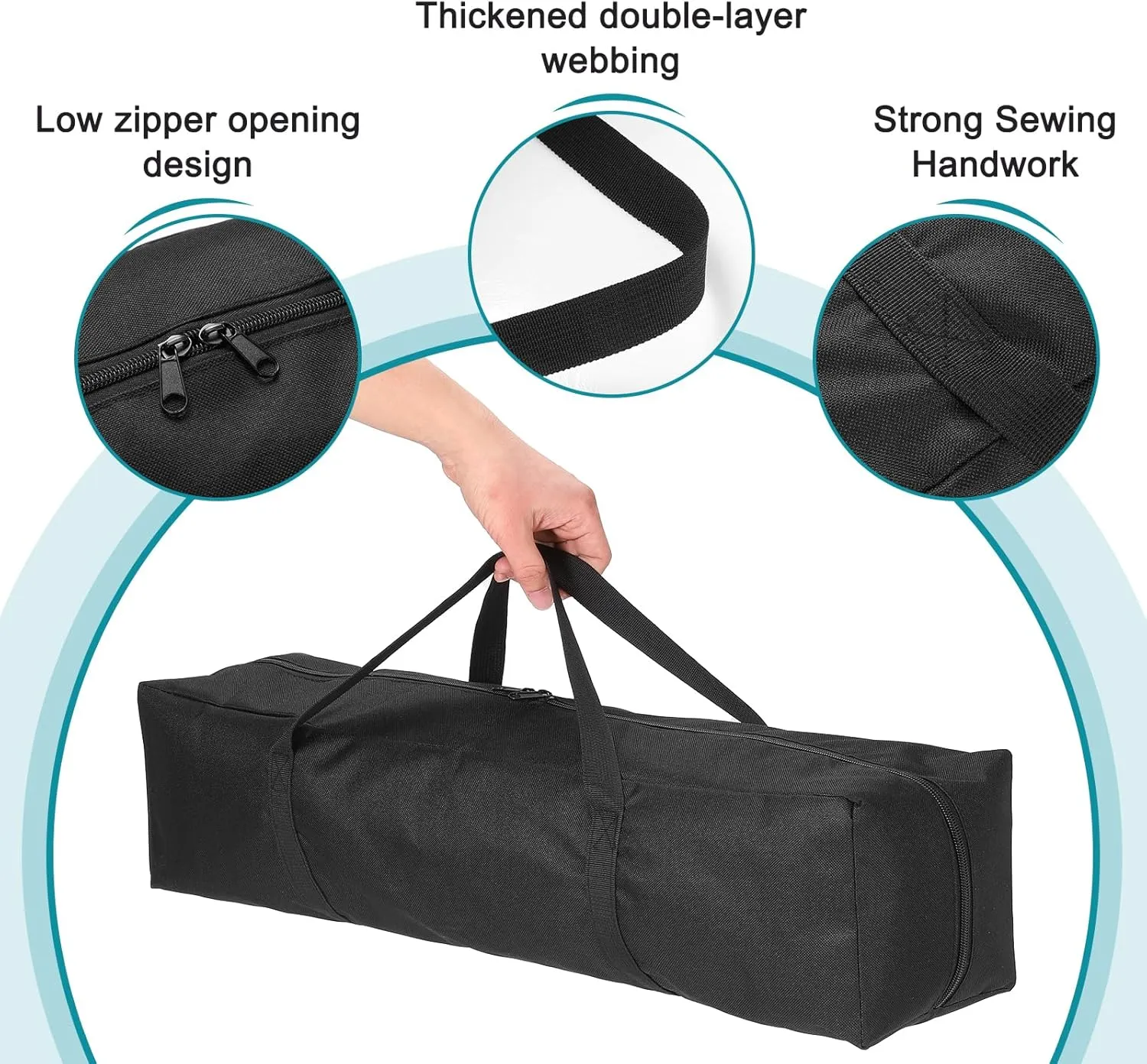 HARFINGTON Camping Chair Replacement Bag 47.2" x 7.9" Folding Chair Carry Bag Oxford Cloth Storage Tent Bag with Handle Strap for Travel Outdoor Camping Sports, Black