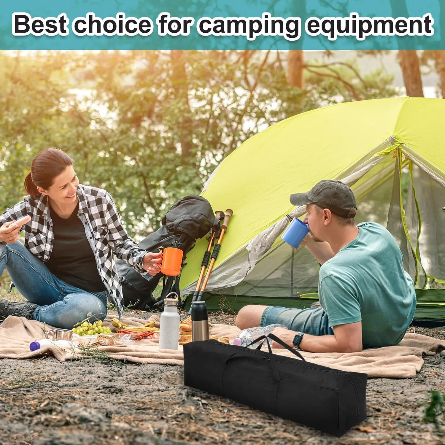HARFINGTON Camping Chair Replacement Bag 47.2" x 7.9" Folding Chair Carry Bag Oxford Cloth Storage Tent Bag with Handle Strap for Travel Outdoor Camping Sports, Black