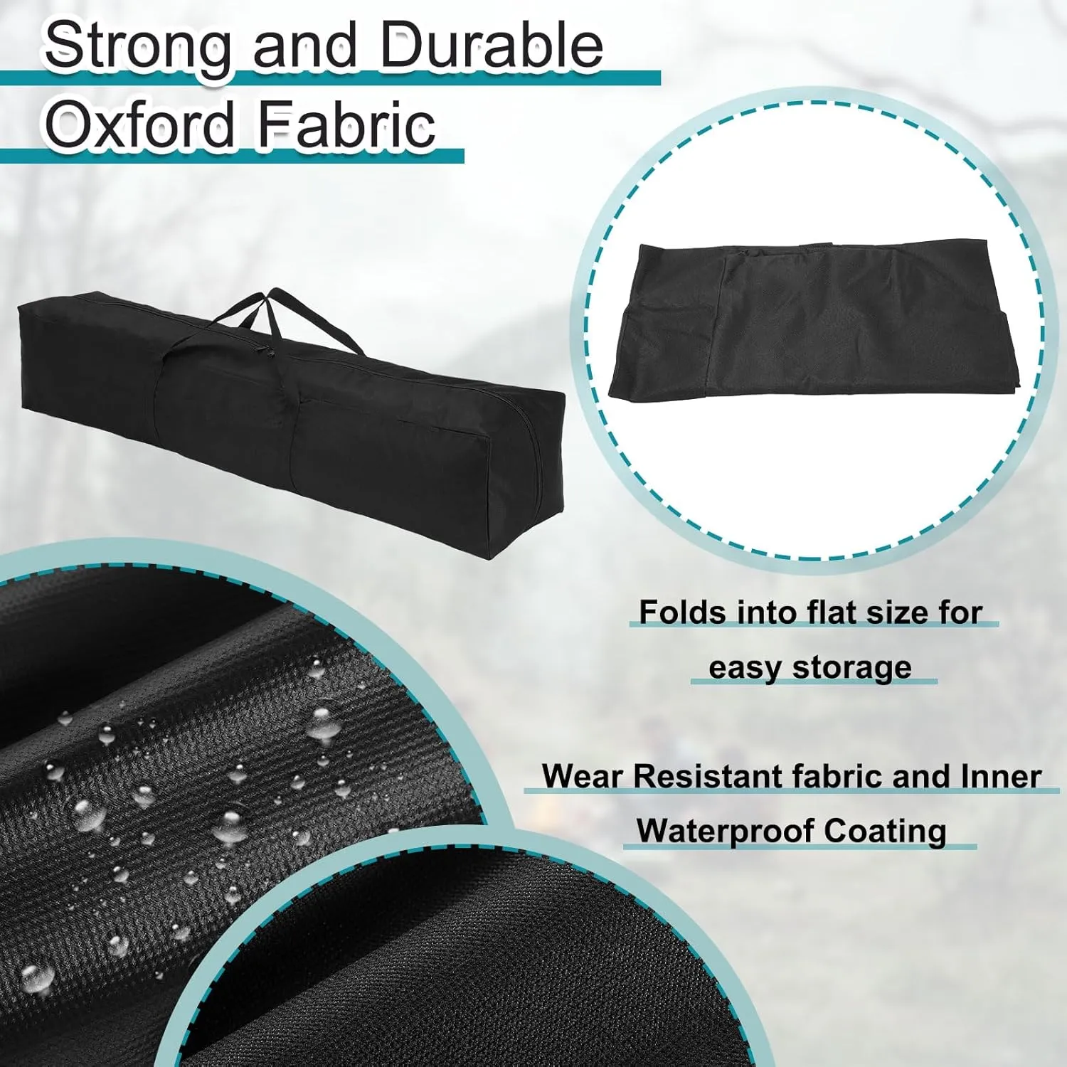 HARFINGTON Camping Chair Replacement Bag 47.2" x 7.9" Folding Chair Carry Bag Oxford Cloth Storage Tent Bag with Handle Strap for Travel Outdoor Camping Sports, Black