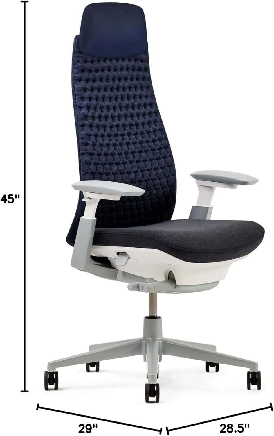 Haworth Fern Executive Office Chair with Ergonomic Innovations - Stylish Desk Chair with Digital Knit Finish and Adjustable Headrest - with Lumbar Support (Deep Sea)