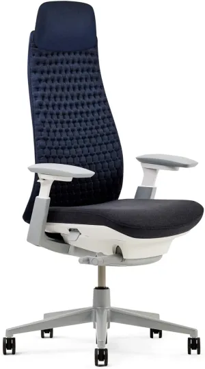 Haworth Fern Executive Office Chair with Ergonomic Innovations - Stylish Desk Chair with Digital Knit Finish and Adjustable Headrest - with Lumbar Support (Deep Sea)