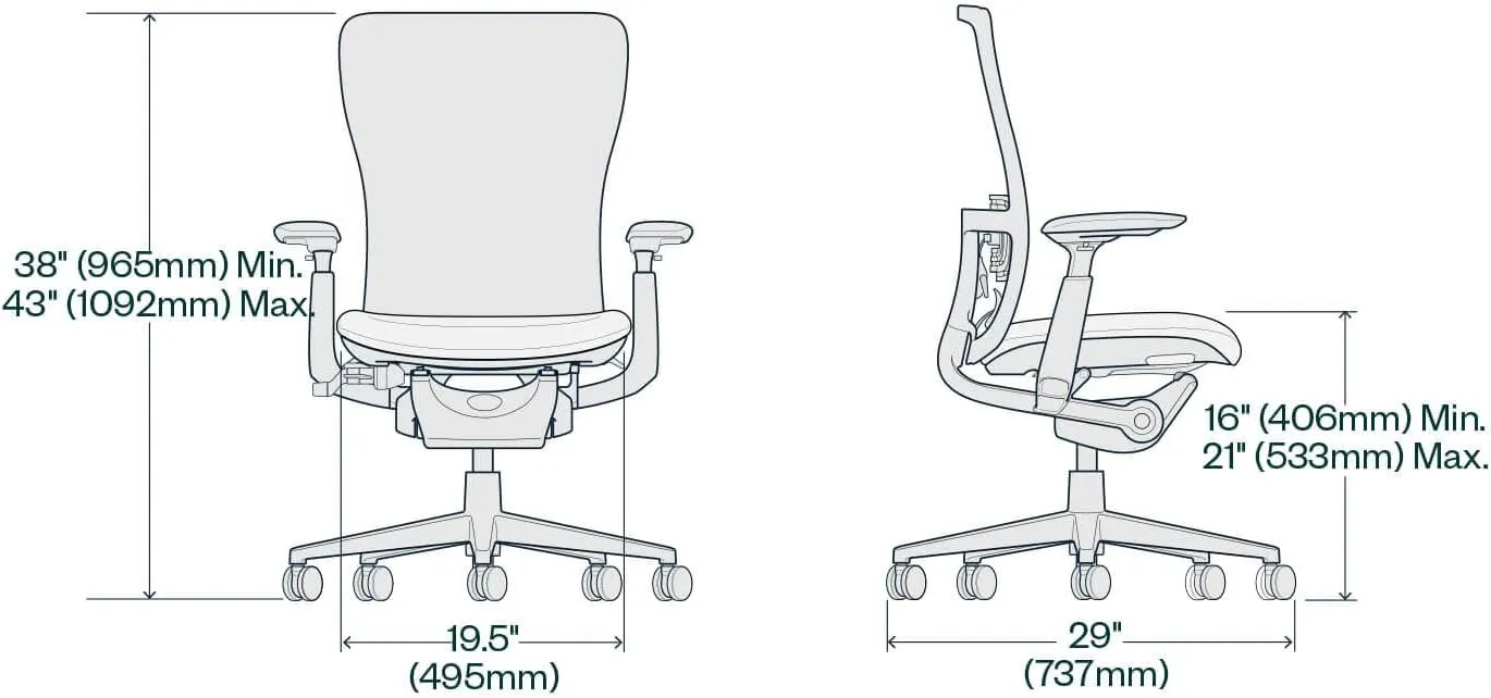 Haworth Zody Standard Posture Mesh Office Chair – Ergonomic Desk Chair with Pneumatic Seat Height Adjustments and Forward Tilt Option - Without Lumbar Support (Coal)