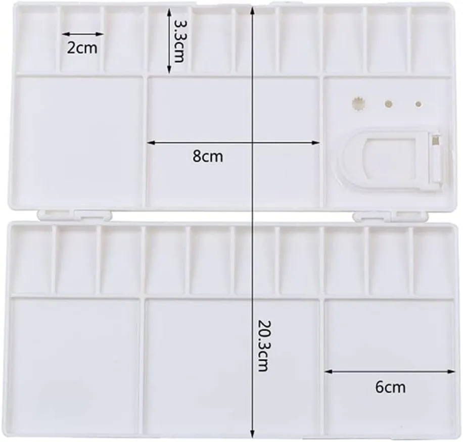 HBJWOV White Plastic Paint Palette Box Watercolor Tray with 25 Grids Flip Folding Art Tool Supplies