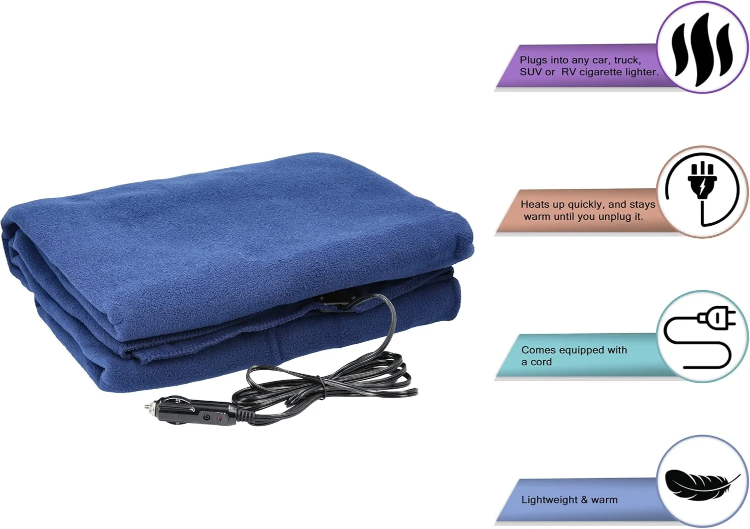 Heated Blanket - 12-Volt Electric Blanket for Car, Truck, SUV or RV - Portable Winter Accessories for Camping or Travel by Stalwart (Orange Plaid)