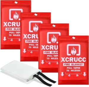 Heavy Duty Emergency Fire Blanket for Home and Kitchen - 4 Pack 40"x40" Fiberglass Fire Blankets for House Camping Car Office Warehouse Emergency Survival Safety